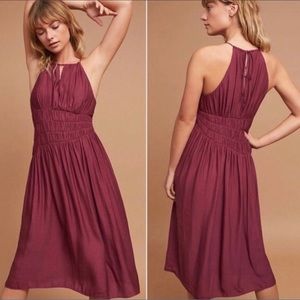 Moulinette Soeurs Anthro Plum Smock Keyhole Dress